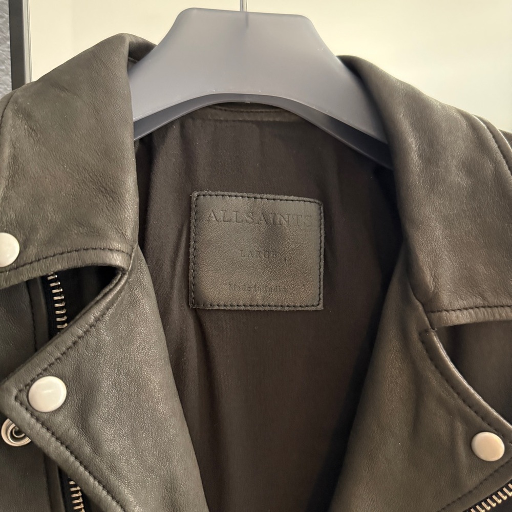 All Saints Black Lightweight Shirt Jacket with Moto-Style Design - Picture 3 of 6